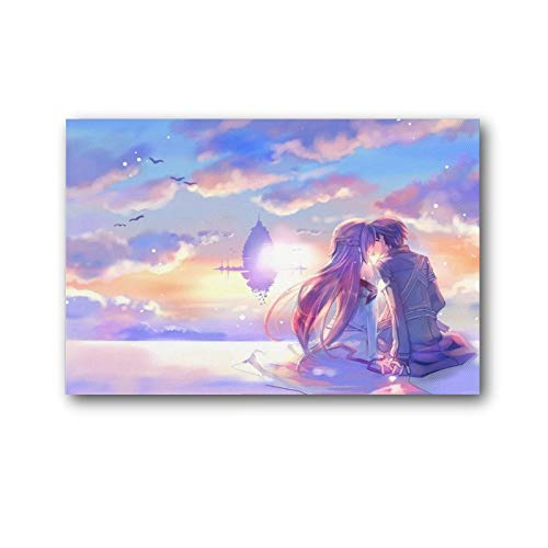 Nuisx Sword Art Online SAO Kirito and Yuuki Asuna Anime Poster Prints Poster Living Room Wall Art Decor Canvas Hanging Picture 12x18inch(30x45cm)