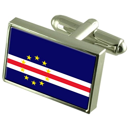 Gemelos de Cabo Verde con bandera nacional y estuche personalizado de recuerdo