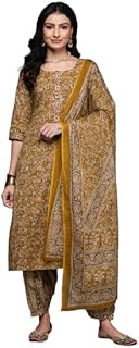 Libas Printed Cotton Straight Kurta With Salwar and Dupatta Price In India