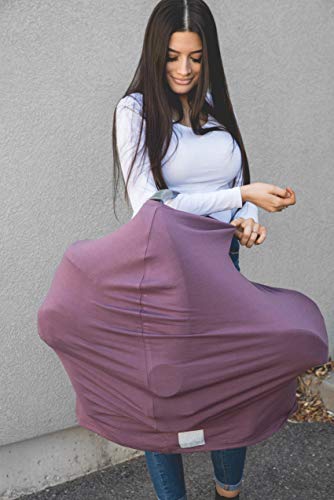 Image of Copper Pearl Nursing Cover for Breastfeeding - Multi-Use Baby Car Seat Cover, Stroller Cover & Breast Feeding Cover Up for Women, Stretchy Breathable High Quality Cover for Boy or Girl, Plum
