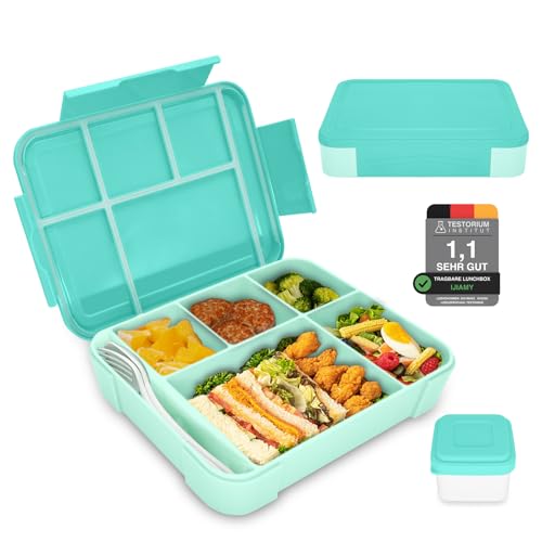 IJIAMY Brotdose Kinder mit Fächern, Bento Box Kinder, Auslaufsicher Lunchbox Kinder, Brotbox für Mädchen & Jungen, Snackbox, Perfekt für Schule, Kindergarten & Ausflüge