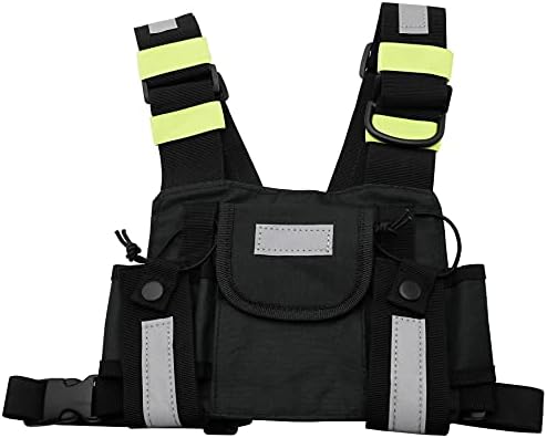 GoodQbuy Universal radio chest harness Rig Bag Pocket Pack Holster Vest Fluorescent green for Two Way Radio Walkie Talkie (Rescue Essentials)