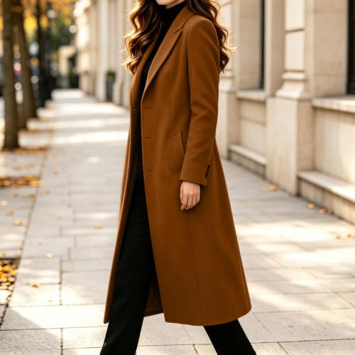 FPMLUXLL Winter Coats for Women Long Length Single Breasted Warm Pea Coats - image 4
