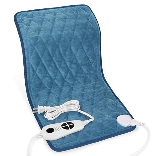 Image of Deepsoon Heating Pad,Electric Heating Pads for Back,Neck,Moist Heating Pad for Abdomen Shoulder Knee Legs,Dry /Moist Heat&Auto Shut Off,Mother's Day Birthday for Men and Women,Weighted Blue,24x12 Inch