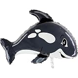 XL Folienballon * SÜSSER ORCA * als Deko für Kindergeburtstag und Meerestiere-Party | 78cm | für Luft und Helium | Killerwal Wal Walfisch Kinder Geburtstag Ballon Dekoration Folienballons