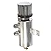 Vincos Universal Aluminum Engine Brushed Baffled Oil Catch Can Kit Coolant Overflow Tank Reservoir 750ML w/Breather Filter Kit Cylinder 2 Front Ports 10AN (Silver)