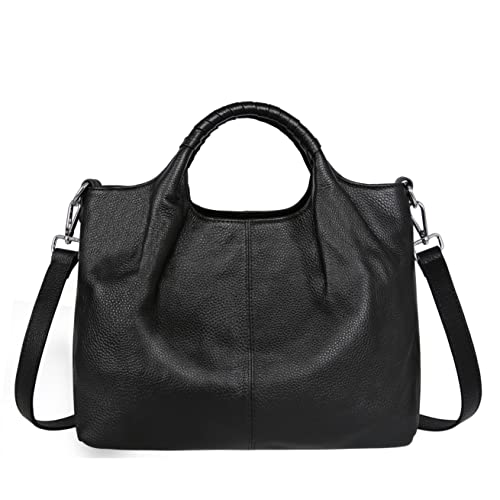 Image of Iswee Genuine Leather Top Handle Bag for Women Purses and Handbags Large | Crossbody Tote,Holds 13 inch laptop,3 Pocket Compartments,Adjustable Leather Long Strap,Every Bag