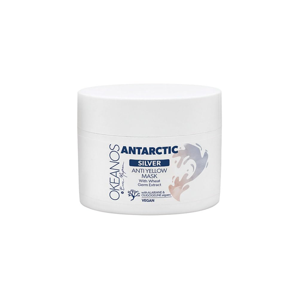 OKEANOS Antarctic Hair Color Corrector Silver Mask with Wheat Germ and Hyaluronic Acid, Neutralize Yellow Tones for bleached, blonde, white, or gray hair, 8.45 fl. oz.