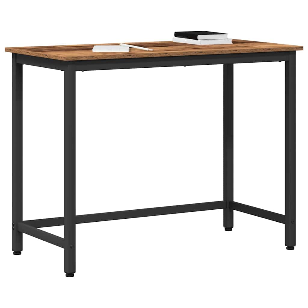 Stół ze starego drewna, 80 x 50 x 76,5 cm, wykonany z drewna i stali, z regulacją wysokości, do biura, domowego biura, gier, ze stabilnym stelażem stalowym, ergonomiczny i wszechstronny