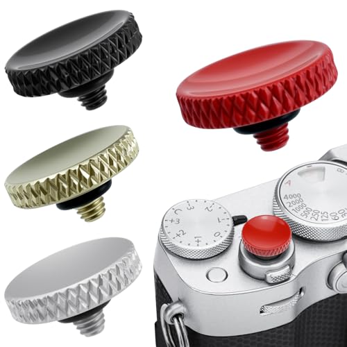 SDTC Tech 4 Pcs Fuji Shutter Release Button Accessories Copper Camera Soft Shutter Button Fits for Fuji X-T3 X100 X100S X-T10 X-T20 X-T30 Xpro1 4 Color (Red/Black/Silver/Golden)