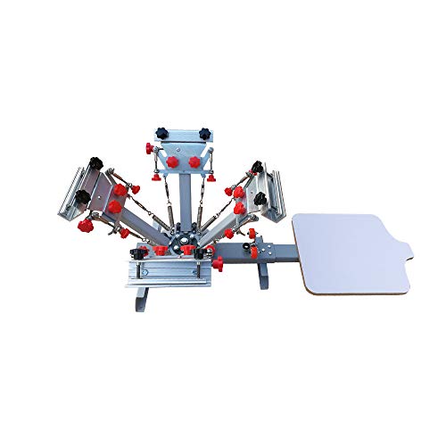 POVOKICI 4 Color 1 Station Silk Screen Printing Press Machine with Micro Registration for T-Shirt DIY Printing Removable Pallet US Stock