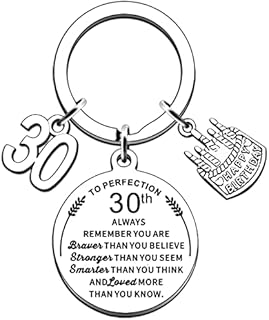 AMZQ Birthday Keyring Birthday Gifts for Women Men Boys Girls Inspirational Keychain Gifts for Family (16th)