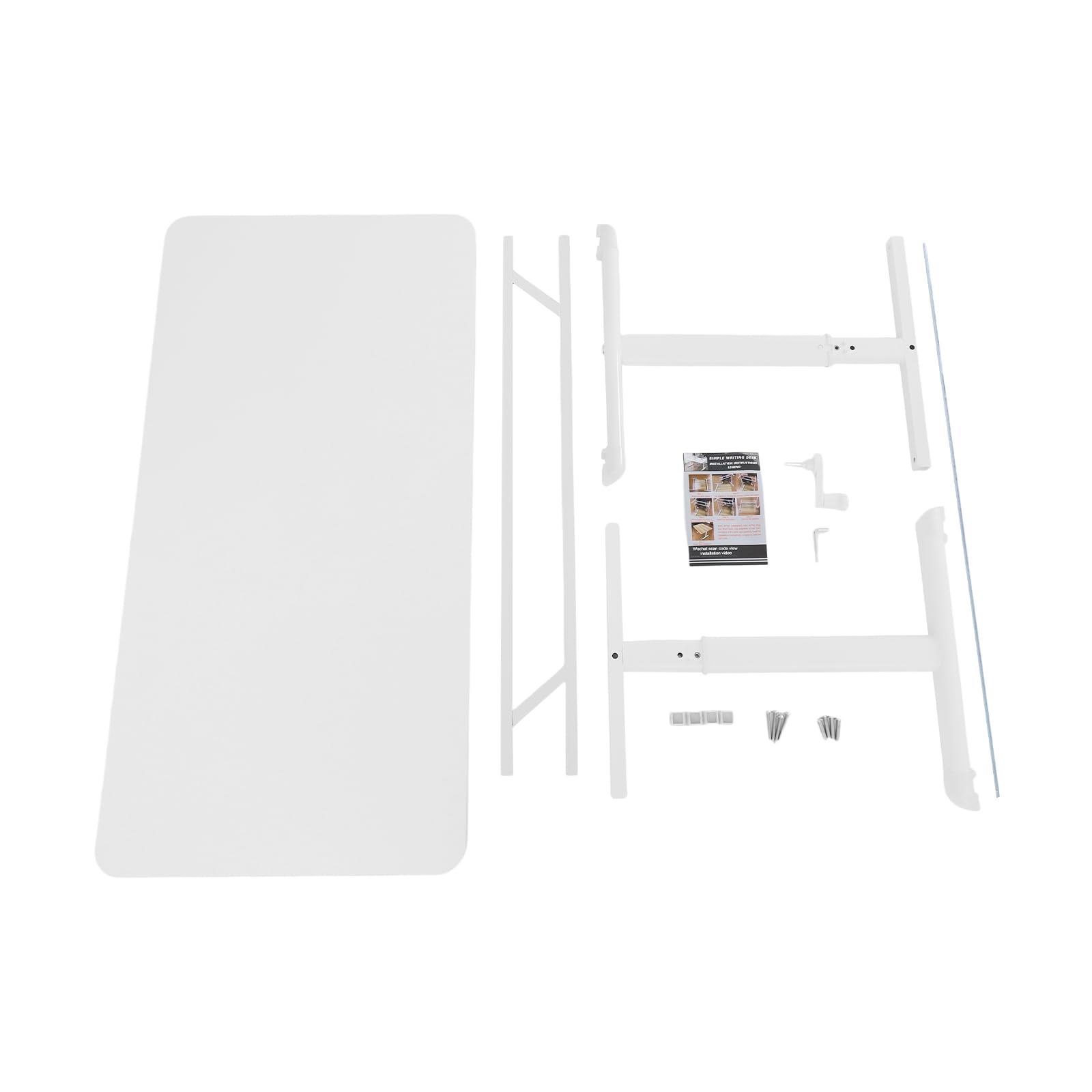 Scrivania regolabile in altezza, scrivania 120 x 60 cm, piano 1,5 cm, spessore tavolo da ufficio, 65 – 90 cm, altezza con struttura in ferro per ufficio, casa, ufficio (bianco)