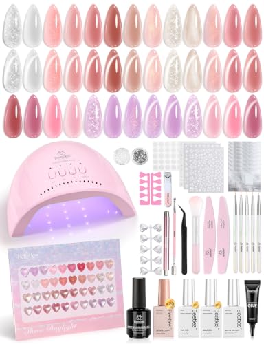 Beetles 80 Pcs Gel Nail Kit with U V Light -20 Color Jelly Gel Nail Polish