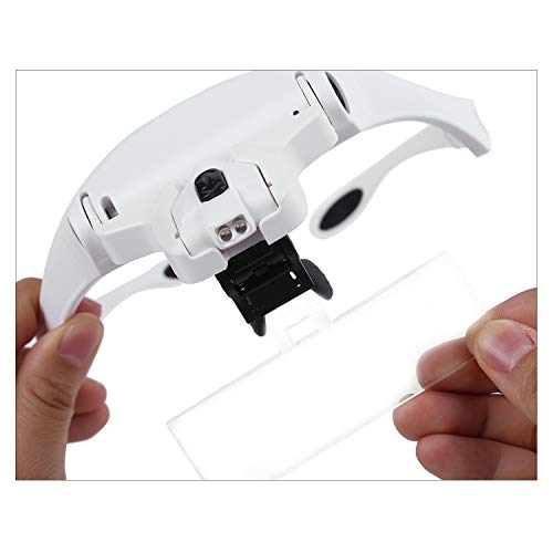 Lupa de 5 lentes 1.0X-3.5X Tiara de aumento de óculos com 2 luzes LED Lupa multifuncional Lupa de óc