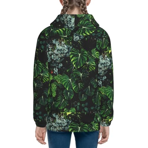 Lush Foliage Green Plant Kids Pullover Hoodies Boys Zip Up Sweatshirts Girls Athletic Clothes with Pocket 5
