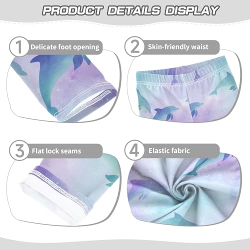 Girls' Athletic Leggings Ankle Length Yoga Dance Pants Kids Teen 4T Dolphin Nebula3