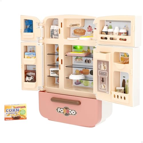 COLORBABY My Home Mini frigorífico con Alimentos y Bebidas, Luces y Sonido, 4 Puertas y 1 cajón, Más de 20 Accesorios, Juego de rol, Motricidad Fina, Niños + 3 años (39569)