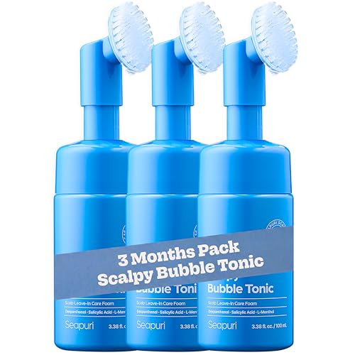 Seapuri Scalpy Bubble Tonic: Soothing Scalp Toner for Hair Retention & Less Shedding | Instant Cooling Relief for Oily Scalp & Itchy Redness | Salicylic Acid Detox for Dandruff & Buildup (Pack of 3)