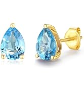 FANCIME 14k Solid Yellow Gold Armut Stud K&uuml;peler Dişli K&uuml;me Stud K&uuml;peler Doğal/Yaratılmış M&uuml;cevherler...