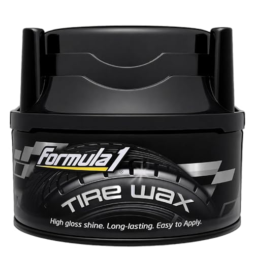 Formula 1 Tire Wax - Long Lasting Tire Gel for Black Glossy Tires Water Resistant Restores Plastic Trim Foam Applicator Included 10oz