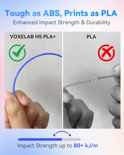 Image of VOXELAB HS PLA+ Filament 1.75mm, High Speed PLA Plus 3D Printer Filament, 1kg (2.2lbs) for Most FDM 3D Printers, Enhanced Toughness & Smooth Printing, Superior Layer Adhesion(Blue)