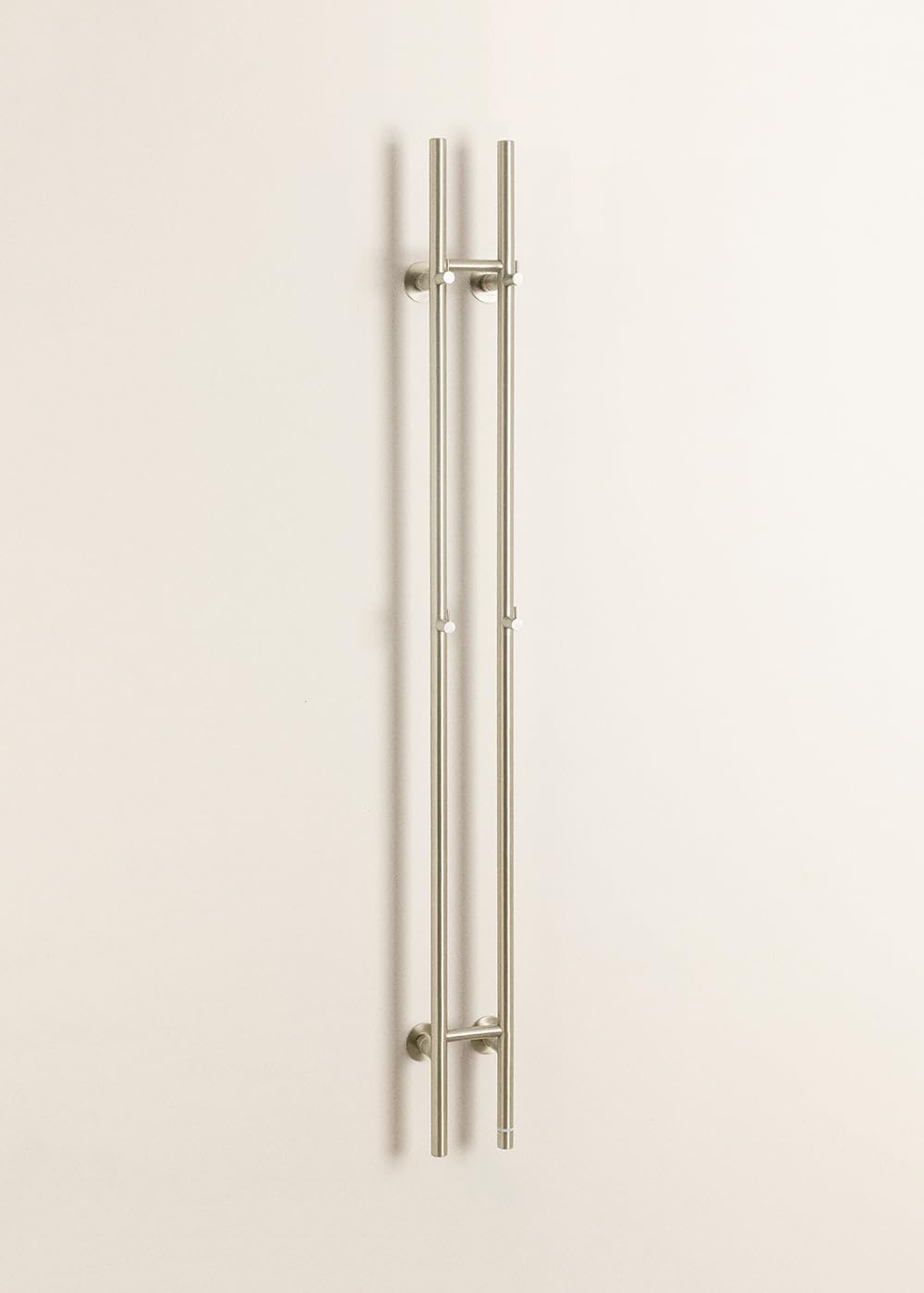 CREATE/Warm Towel Tube/Sèche-Serviettes électrique 2 Barres Acier Inoxydable/Design Vertical, 150x13 cm, 2 réglages de température, minuterie, Acier Inoxydable, 120W