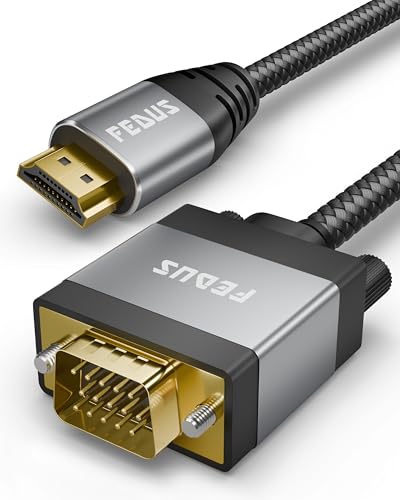 Image of FEDUS Vistara HDMI to VGA Cable Adapter 1 Meter, 1080P 60Hz Gold-Plated Unidirectional Cord Cable (HDMI Male to VGA Male) for Laptop PC Desktop Xbox TV Box to Monitor, Projector, TV, Computer