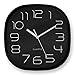 Produktbild K&L Wall Art Retro Wanduhr schwarz langlebiges Quartz Uhrwerk ohne Ticken Analoge Schlafzimmer Uhr lautlos Büro Wanddeko modern (Ø 28cm groß Eckig)