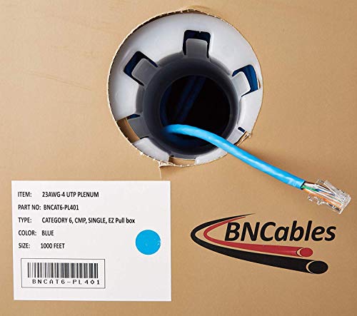 550Mhz Cat6 Plenum Cable 1000Ft Blue, 23Awg 4Pair, Solid Network Cable Unshielded Twisted Pair (Utp), Available In Blue, White, Yellow, Gray, Purple, Green & Black (Blue) #TOP5