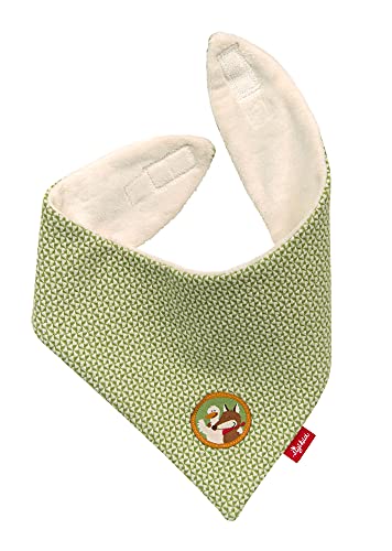 Foulard bébé vert et blanc en tissu doux 35x16 cm pour protection cou nourrisson