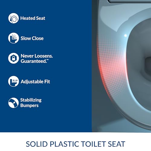 Bemis Radiance Heated Night Light Toilet Seat, Slow Close Adjustable Fit Long Lasting Plastic Seat, Elongated, White
