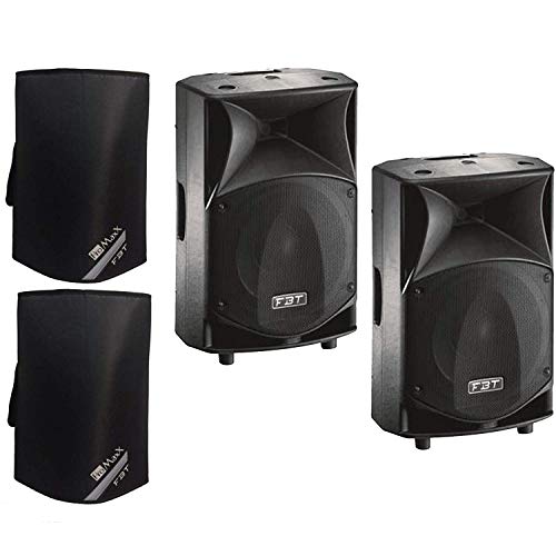  FBT J MAXX 112A - Coppia Cassa Monitor Diffusore Attivo a 2 vie da 1400/400W peak LF/HF, Nero + FBT V64 Coppia Cover di Protezione Monitor, Nero