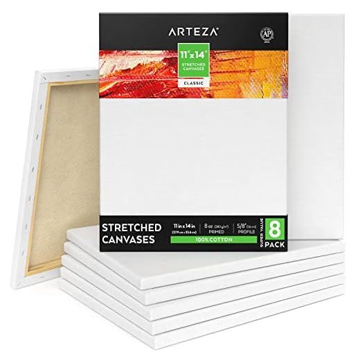 ARTEZA Lienzo para pintar cuadros | 28x35,5 cm | Pack de 8 | 100% algodón | Lienzos en blanco para óleo, acrílicos y acuarelas | Ideales para artistas profesionales, aficionados y principiantes