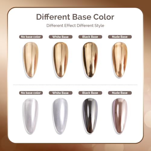 Image of MelodySusie 2Pcs Chrome Nail Powder for Gel Nails,Metallic Mirror Effect Pigment Stylish and Technological Fine Glitter for Home DIY Salon Use
