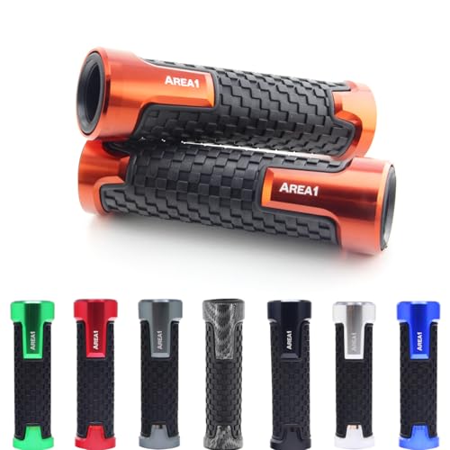 Area1 Poignées de Guidon de Moto en Caoutchouc 22/24-25 mm - Orange - Compatible avec KSR Compatible avec