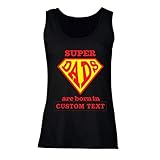 lepni.me Damen Tank-Top Individuelles Geburtstagsgeschenk für Super-Väter, personalisierte Geschenkidee (Medium Schwarz Mehrfarben)