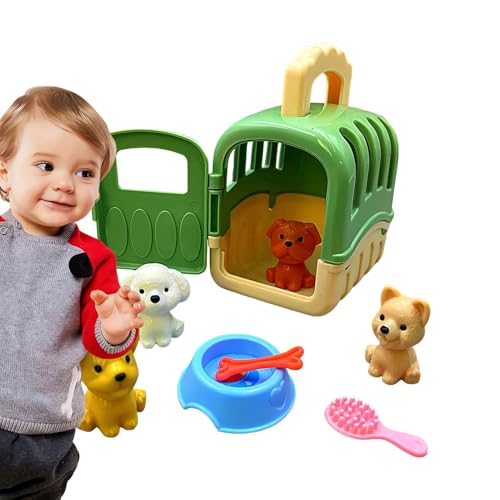 Hundepflege Playset - 8pcs Haustierkäfig Pretend Spielzeug-Set, Haustier Care Cage Playset | Pädagogische Tierpflege Spielzeuge, interaktives Lernen, Rollenspiele Hundepflege-Set, Spielen Tierarzt