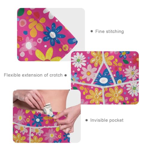 Mallas de yoga premium con efecto melocotón, pantalones florales elegantes con bolsillos 5