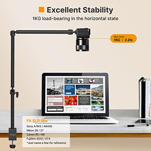 Vijim Ls08 Flexible Overhead Camera Mount Desk Stand, Webcam Stand Microphone Boom Arm Tabletop Photography Videography Live Stream Table Clamp Mount #TOP3
