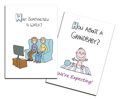 Silly Quill Pregnancy Announcement - Lesbian Grandparents Card, Something New to Watch