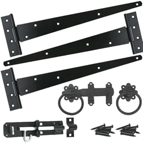 Haven Heritage Gate Hinge Kit Fitting Set 16 Hinges Brenton Bolt Ring Latch Wooden Gate Black