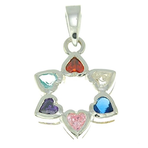 Stella di David ciondolo con cristalli multi colori Harts con catenina in argento 925
