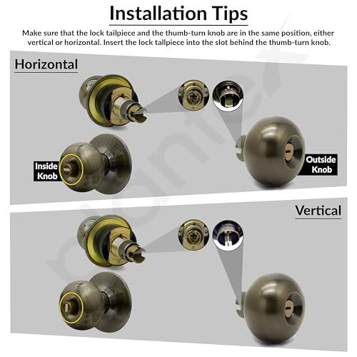 Image of Plantex Stainless Steel Door Locks For Bedroom /Main Door Lock /Cylindrical Lock Set Door Lock For Home Office Hotel (Brass Antique)