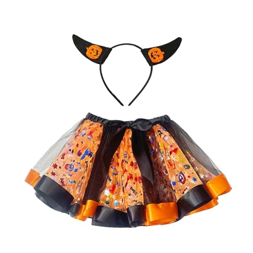 Disfarce de Halloween para meninos, meninas, bruxa, tutu saia de bruxa, diadema de desenhos animados, saia de tule, abóbora, fantasia de bruxa, para Halloween, festa, carnaval, etc, Preto e branco., S