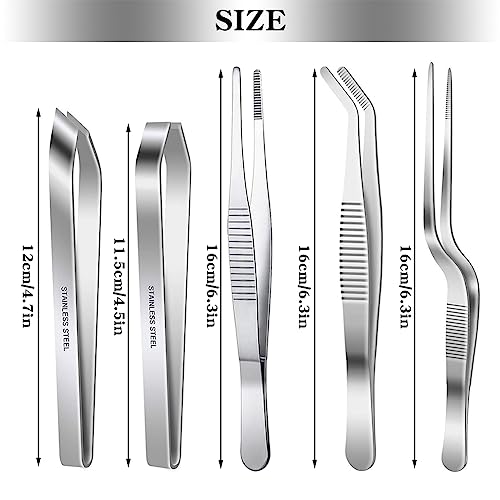 Miniatura 6 de Pinzas Para Cocina,Juego De Pinzas De Chef,Pinzas Inclinadas De Acero Inoxidable,Juego De Pinzas De Hueso,Pinzas De Espina De Pescado.Para Decorar Alimentos Cocinar Y Hornear 5 Piezas