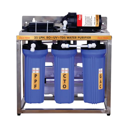 Aquaa Fresh 25 LPH Commercial RO + POST CARBON Water Purifier with TDS Adjuster, Single Pump Purification and Fully Automatic Function, Blue