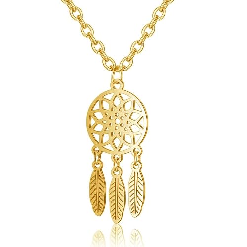 Image of LGT JWLS Dreamcatcher Necklace Women's Gold-colored Stainless Steel
