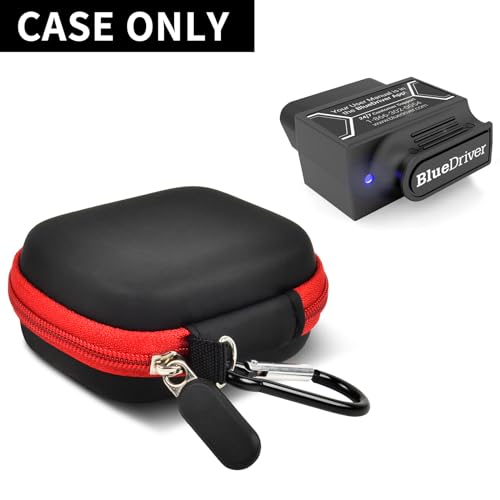 Image of Car and Auto Mini Carry Case Compatible with BlueDriver Bluetooth Pro /Pro Next Gen OBDII OBD2 Scan Tool Monitor for iPhone & Android (Black+Red Zipper)