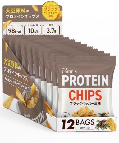 （16:30時点） ザプロ THE PROTEIN プロテインチップス 25g × 12袋 ブラックペッパー風味 武内製薬 タンパク質 おやつ プロテイン お菓子 大豆
